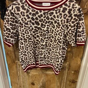 Entro Red and White leopard Sweater